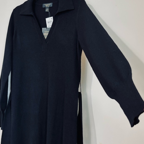 Charter Club New/tag luxury cashmere black johnny collar pullover sweater dress - Picture 7 of 16